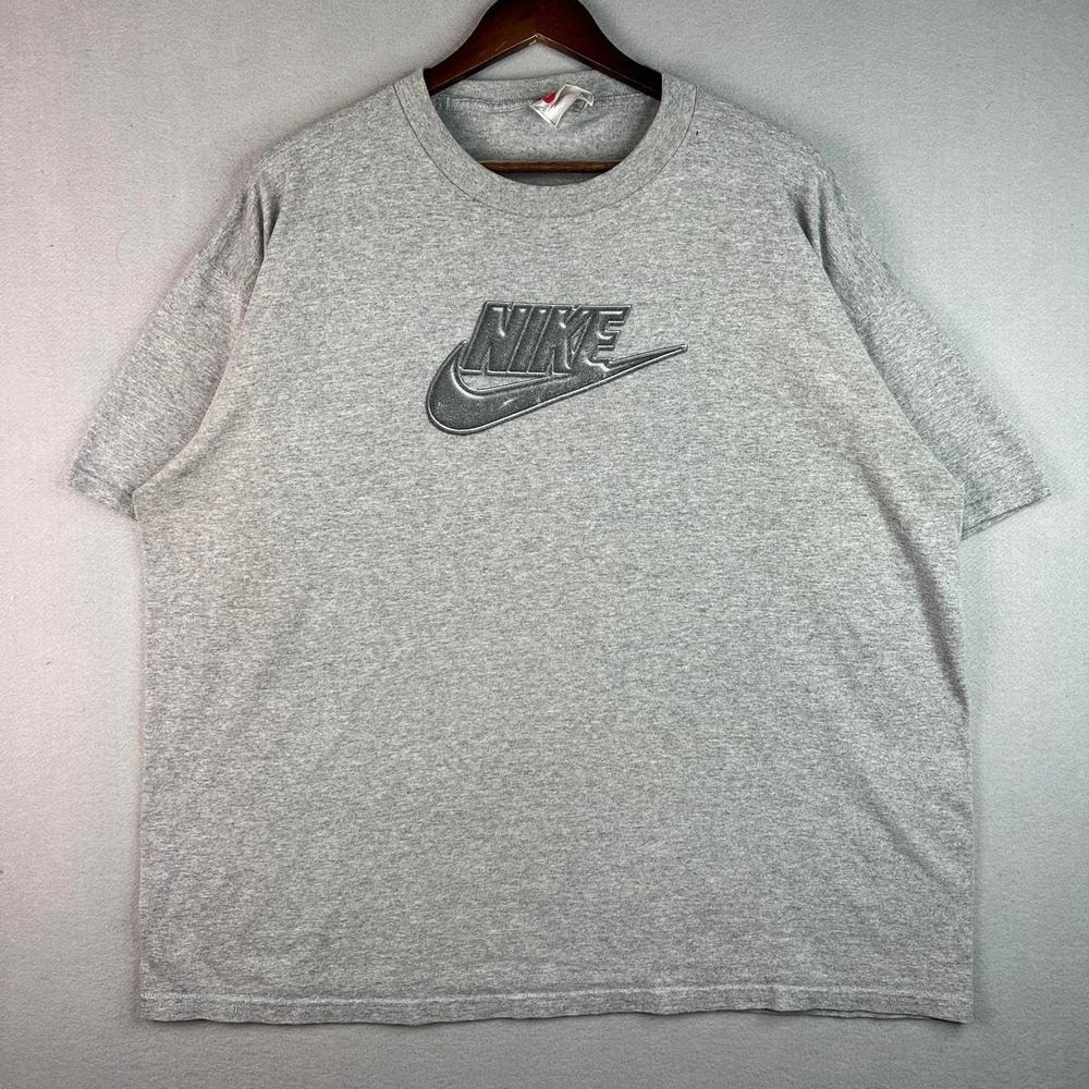 Vintage Nike Metallic Color Logo Grey Tee Shirt XXL